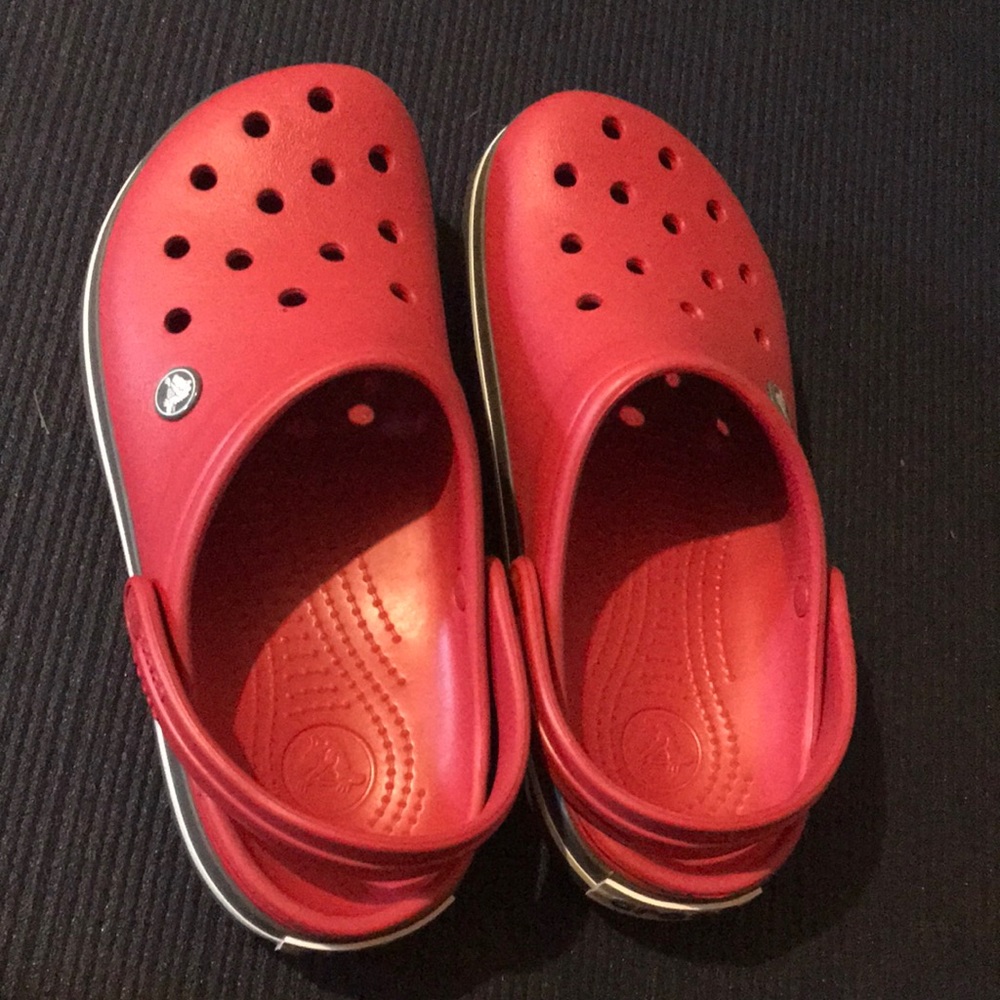 Red and gray crocband crocs clogs never worn